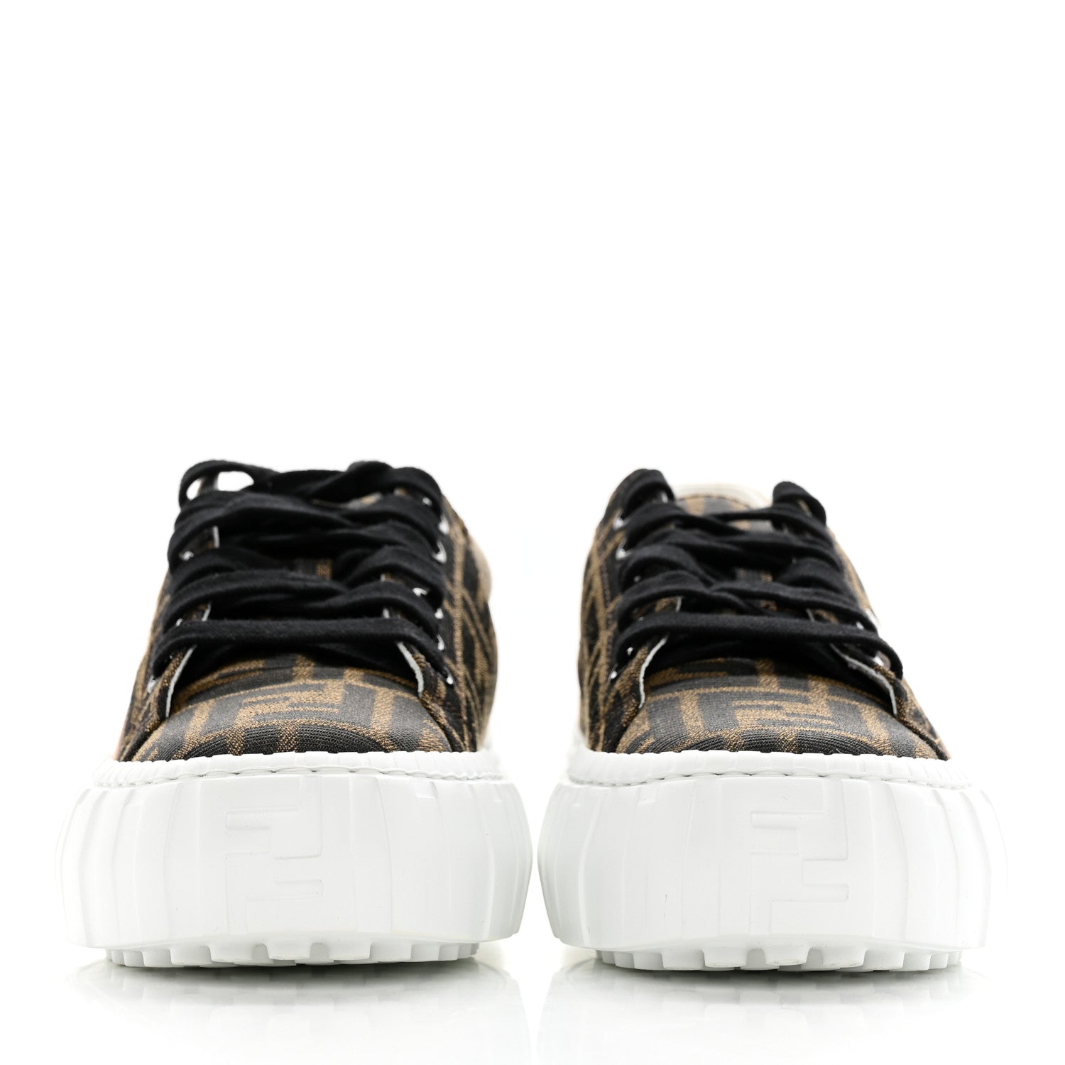 Fendi Fabric Jacquard FF Rainbow Womens Fendi Force Low-Top Sneakers 37 Tobacco Black White Multicolor 2 of 12