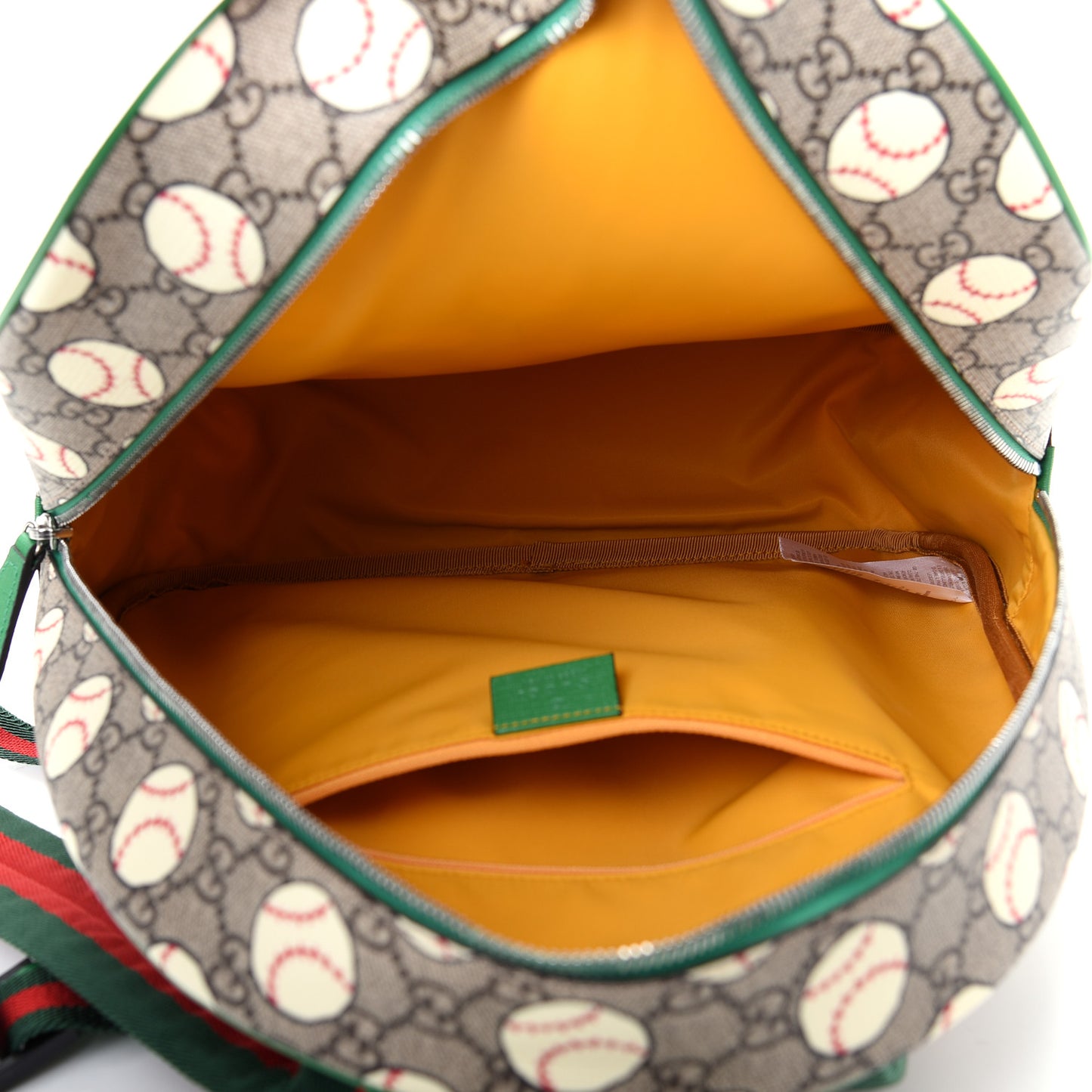GG Supreme Monogram Baseballs Web Childrens Backpack Green