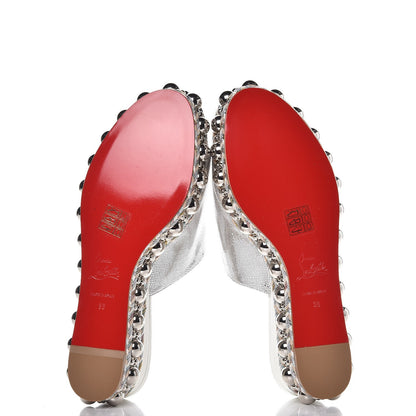 Christian Louboutin Metallic Laminato Lizard Janibasse Mules 38 White Silver 5 of 7