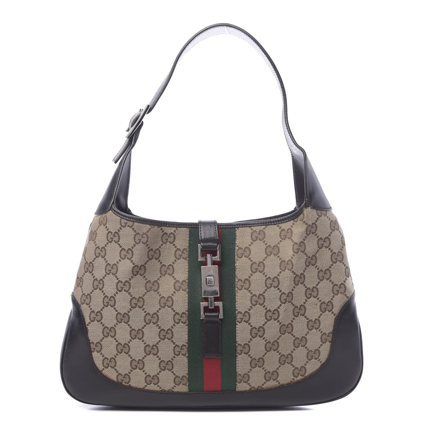 Gucci Monogram Web Jackie O Hobo Dark Brown 1 of 11