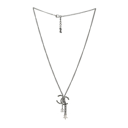 Chanel Crystal Lambskin Resin Chain CC Necklace Silver White Black 3 of 6