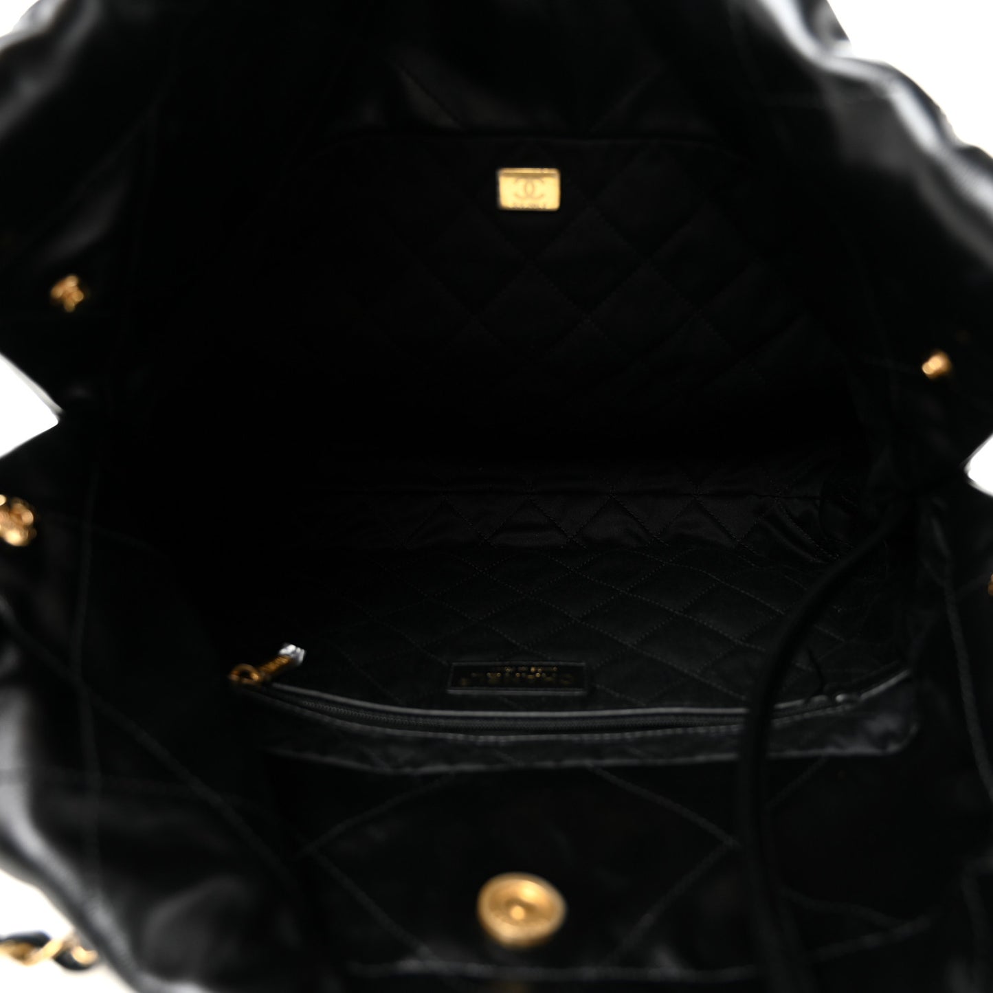 Shiny Calfskin Quilted Small Chanel 22 Black