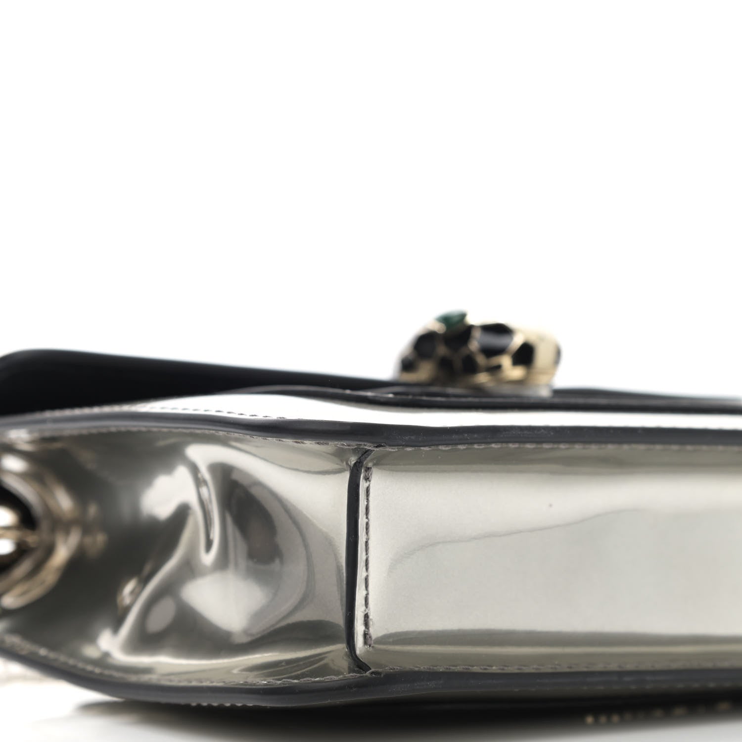Bulgari Metallic Calfskin Small Serpenti Forever Snake Strap Crossbody Bag Silver 7 of 8