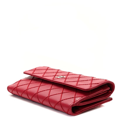 Chanel Calfskin Stitched Fancy CC Long Double Wallet Rose Fonce 8 of 9