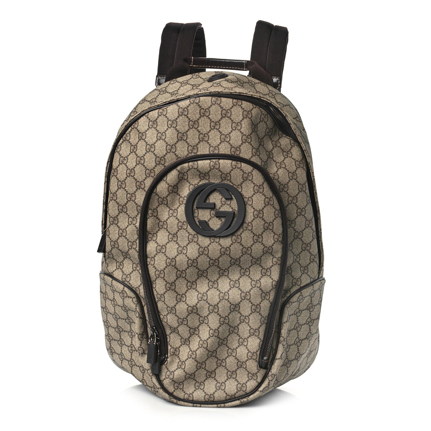 GG Plus Monogram Interlocking G Medium Backpack Dark Brown
