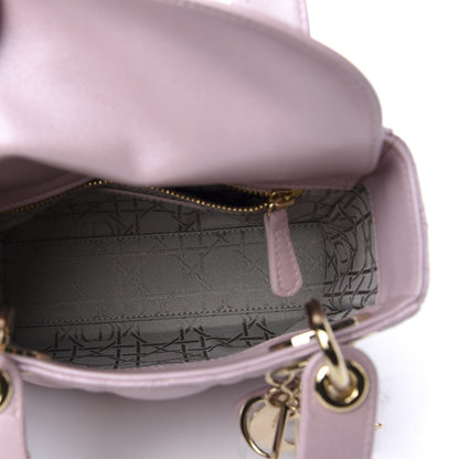 Christian Dior Metallic Lambskin Cannage Mini Lady Dior Lotus 6 of 12
