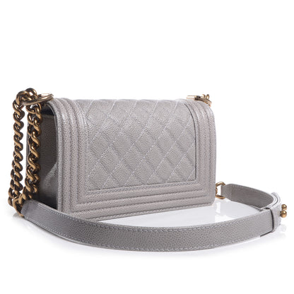 Chanel Caviar Quilted Small Boy Flap Light Grey 3 of 9