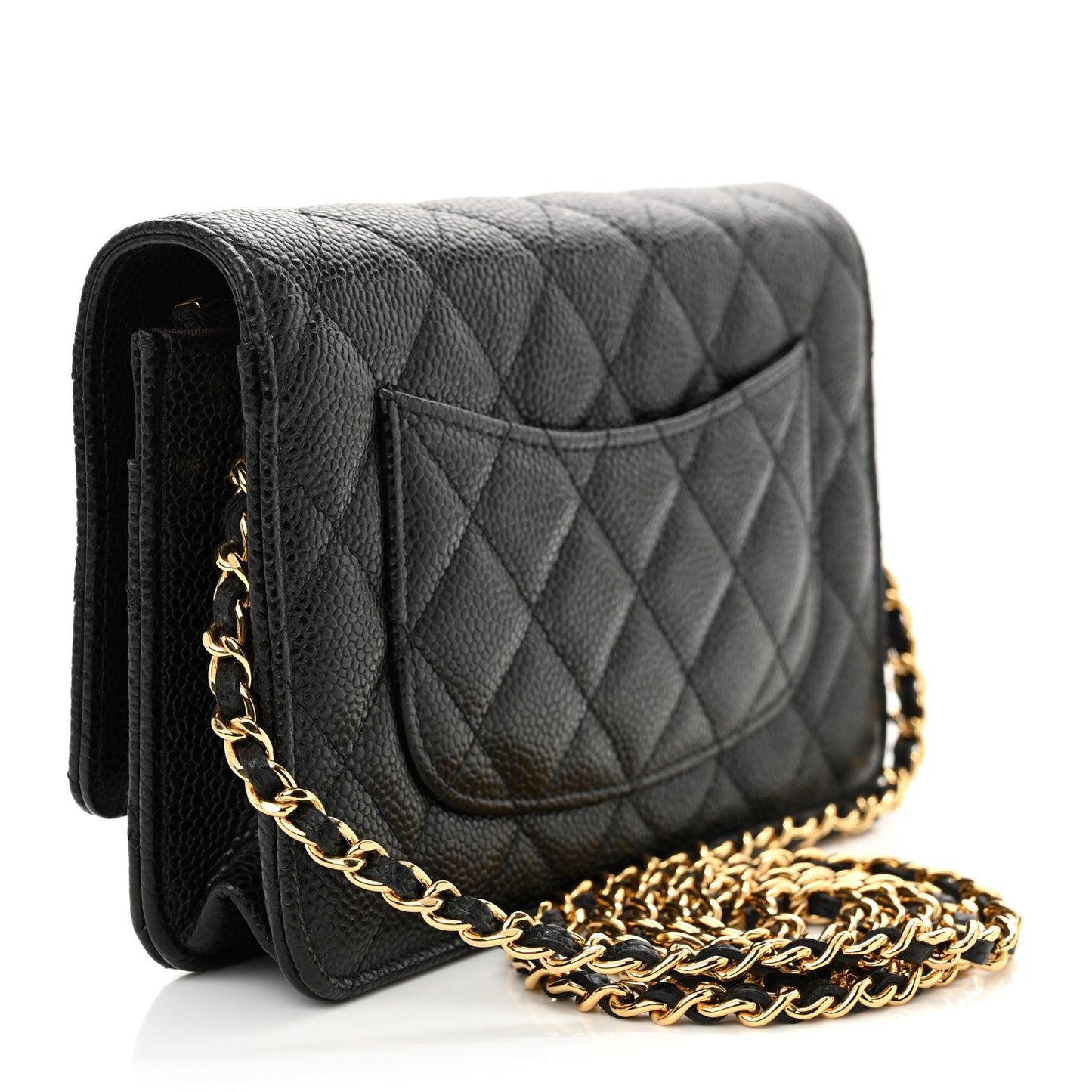 Caviar Quilted Wallet on Chain WOC Black