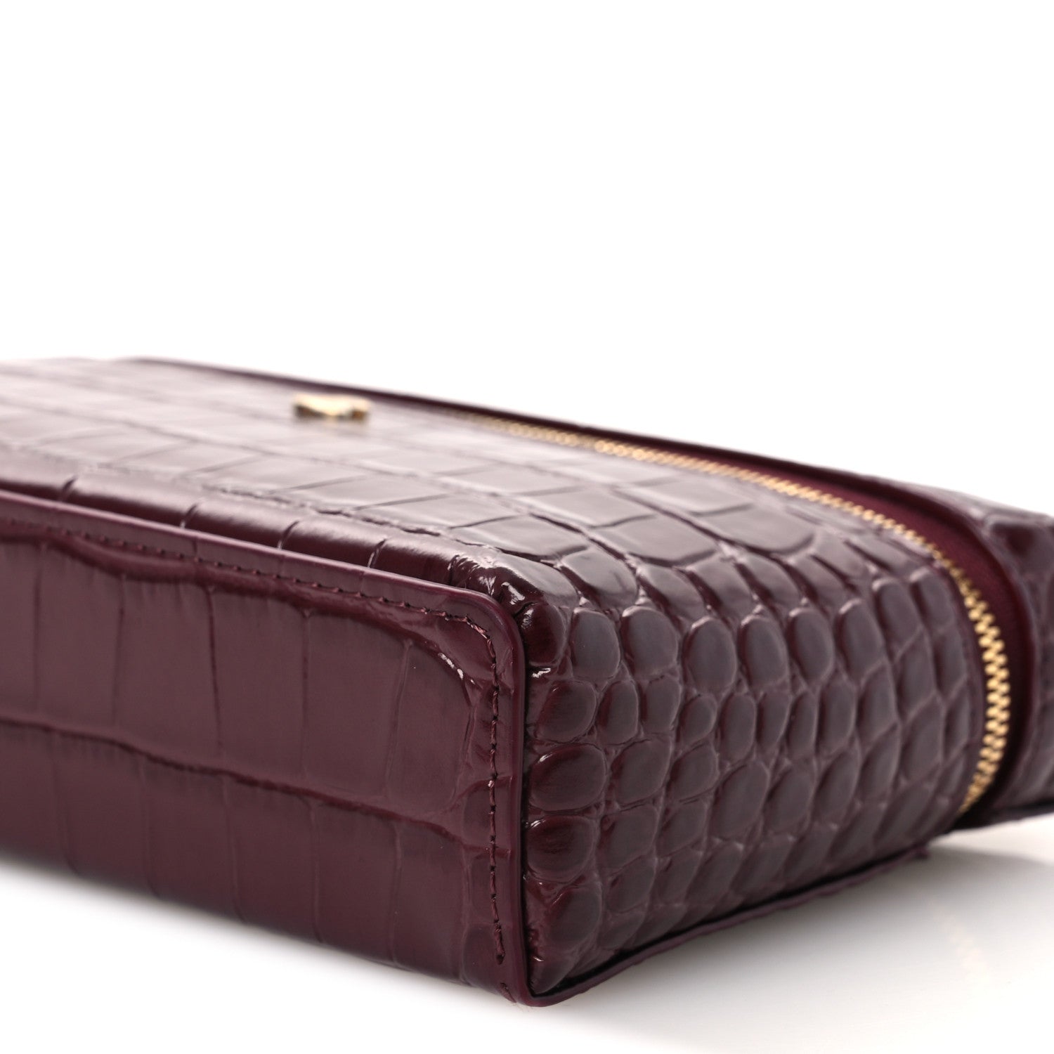 Chanel Calfskin Crocodile Embossed Crococo Exoticoco Vanity With Chain Dark Burgundy 10 of 12
