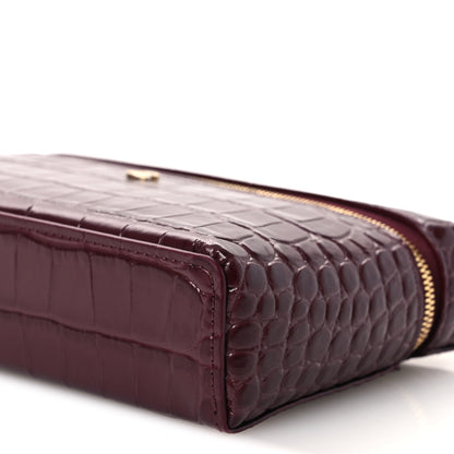 Chanel Calfskin Crocodile Embossed Crococo Exoticoco Vanity With Chain Dark Burgundy 10 of 12