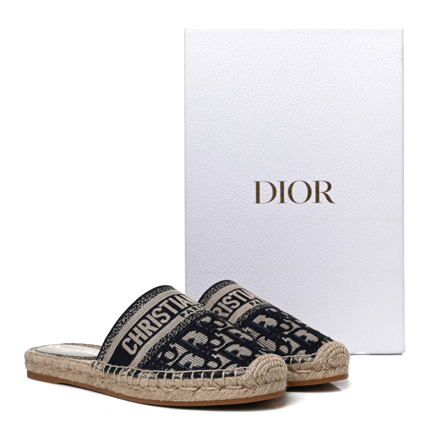Oblique Embroidered Granville Espadrille 15mm Slippers 38.5 Deep Blue