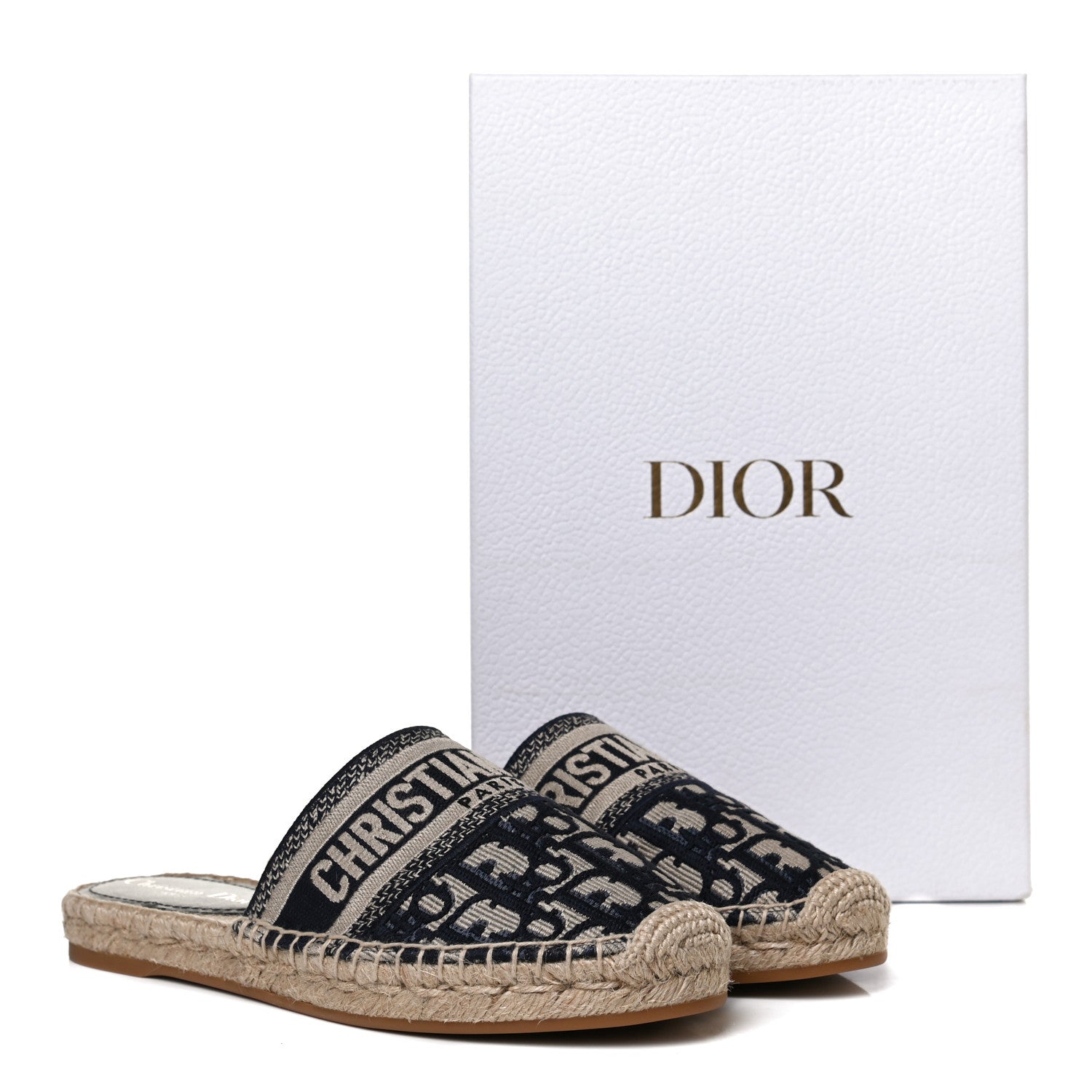Christian Dior Oblique Embroidered Granville Espadrille 15mm Slippers 38.5 Deep Blue 11 of 11