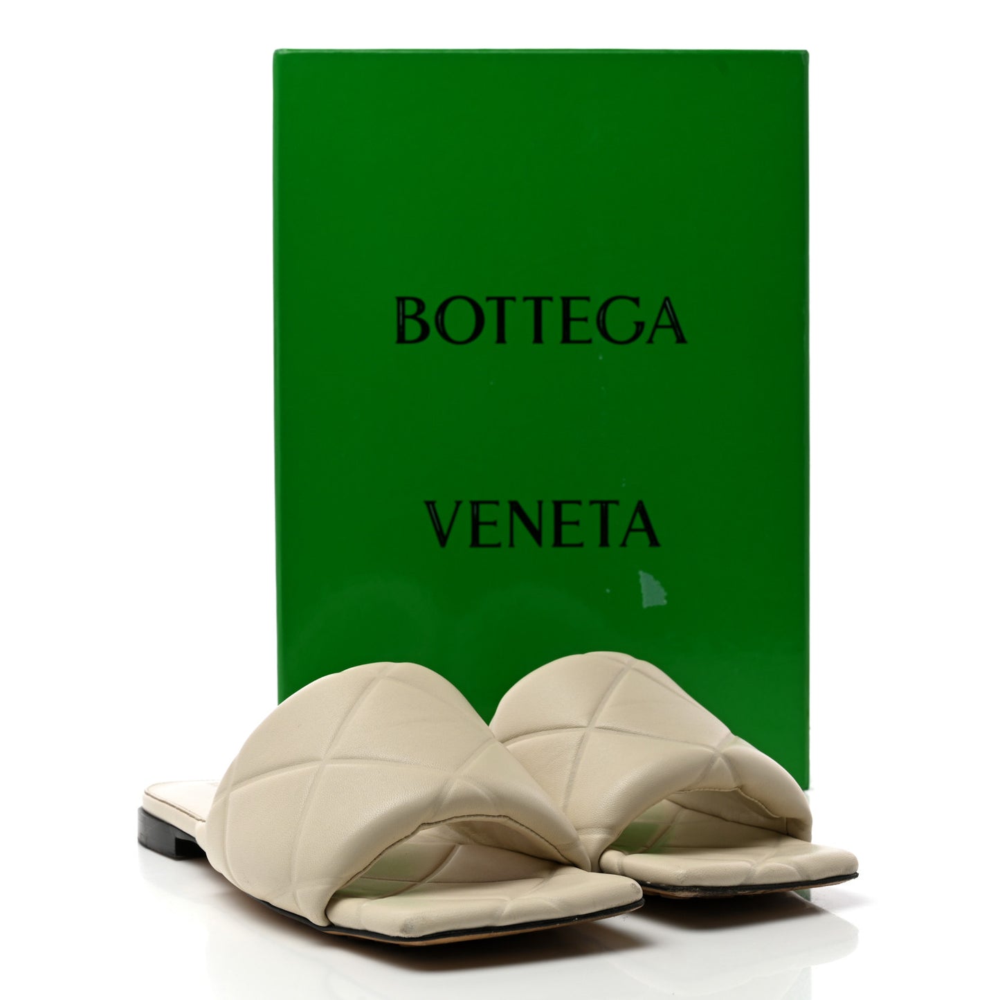 Nappa Quilted Rubber Lido Flat Sandals 38 Wax