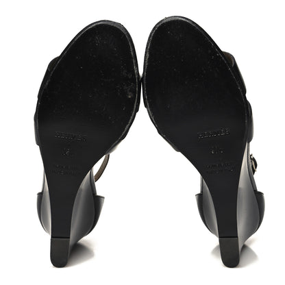 Hermes Calfskin Legend Wedge Sandals 35.5 Black 4 of 9