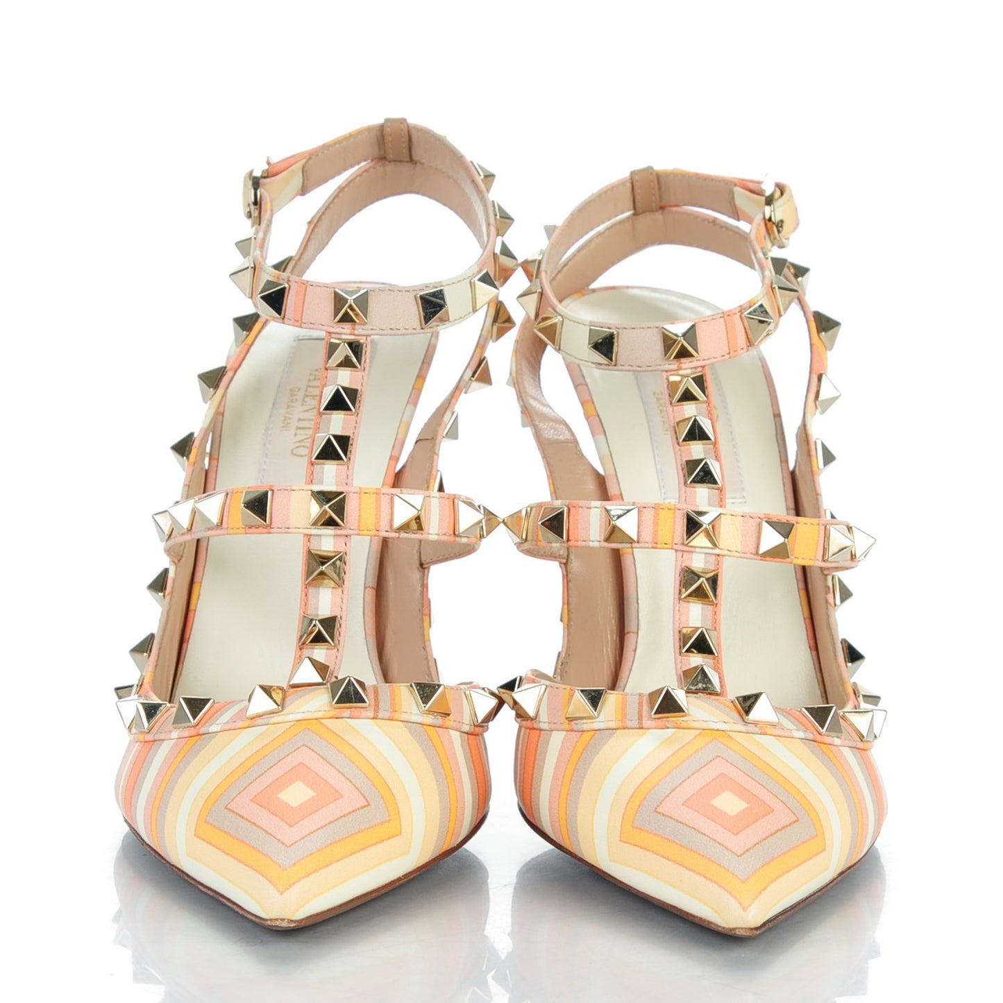 Nappa Native Couture 1975 Rockstud Ankle Strap 100mm Pumps 37 Mandarin Sorbet