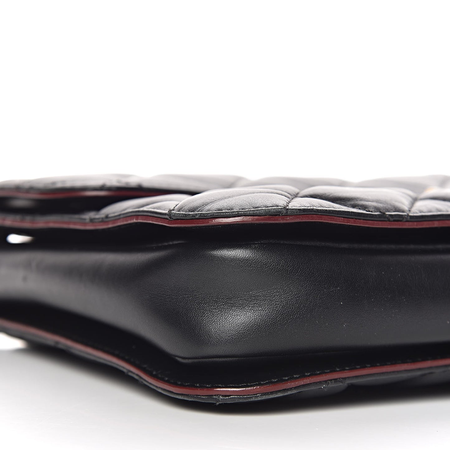 Calfskin Quilted Large Perfect Edge Flap Black