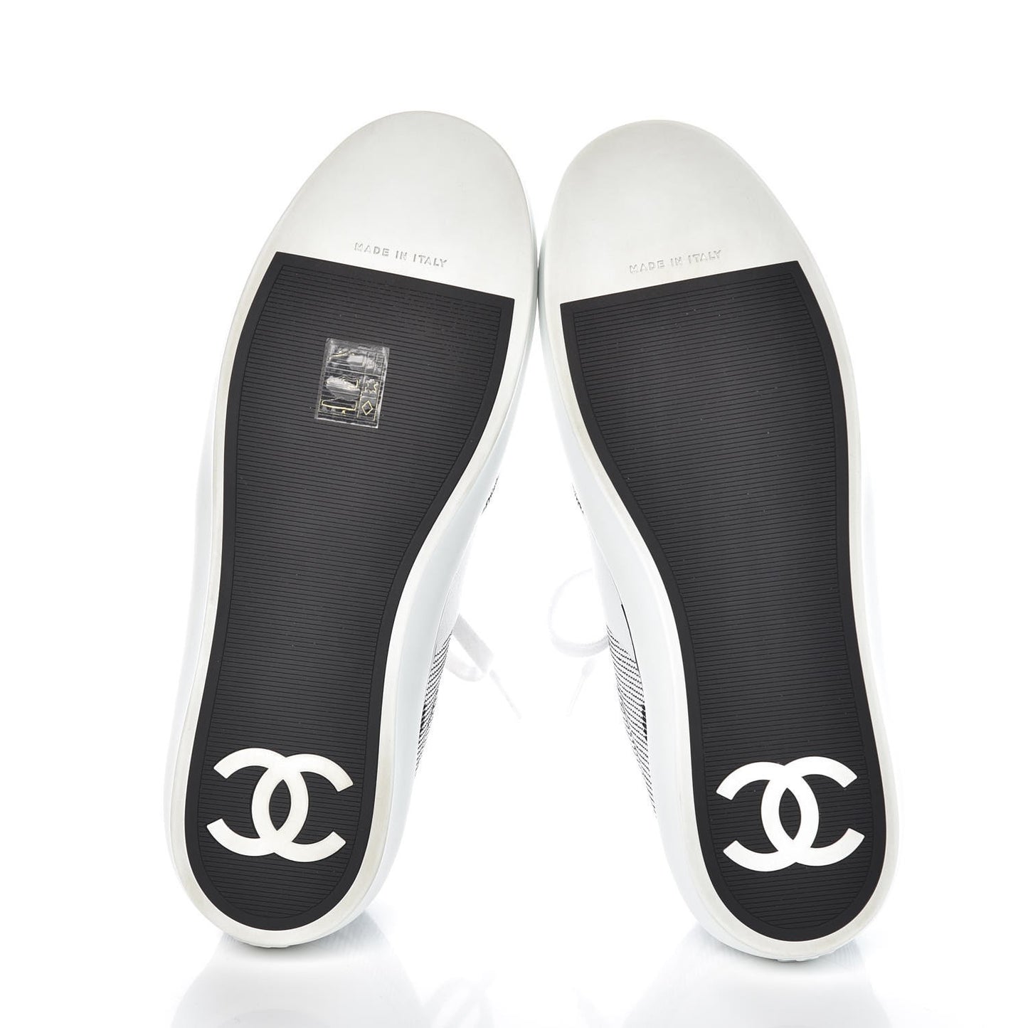 Embroidered Calfskin Womens CC Sneakers 39.5 Black White