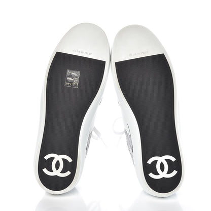 Chanel Embroidered Calfskin Womens CC Sneakers 39.5 Black White 5 of 12