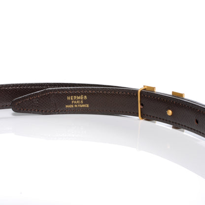 Hermes Box Courchevel Reversible Constance 18mm H Belt Noir Chocolate 70 4 of 7