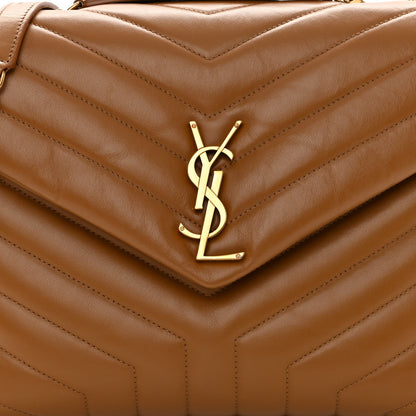 Saint Laurent Calfskin Y Quilted Monogram Medium Loulou Chain Satchel Dark Natural 7 of 9