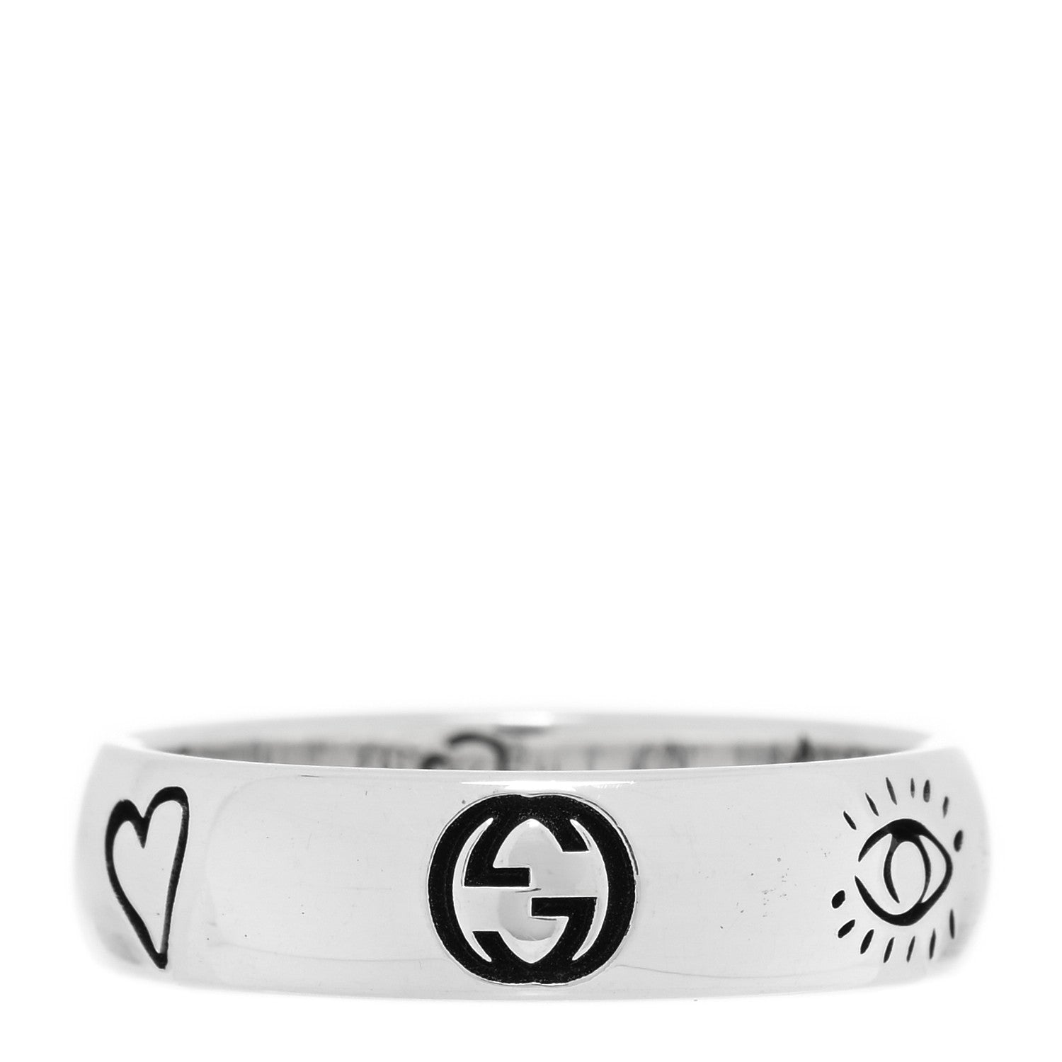 Gucci Sterling Silver Blind for Love Band Ring 53 6.25 3 of 4