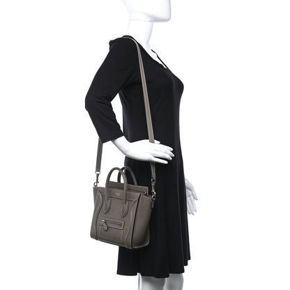 Celine Drummed Calfskin Nano Luggage Souris 2 of 9