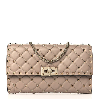 Valentino Garavani Lambskin Rockstud Spike Wallet on Chain Poudre 1 of 8