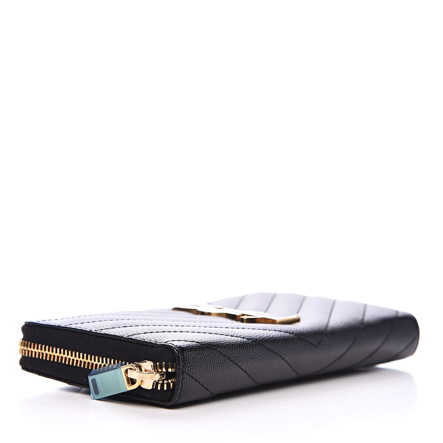 Grain De Poudre Matelasse Chevron Monogram Zip Around Wallet Black