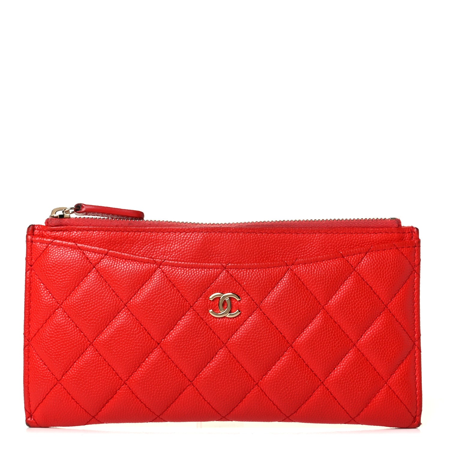 Chanel Caviar Quilted Classic Zip Pouch Red 1 of 7