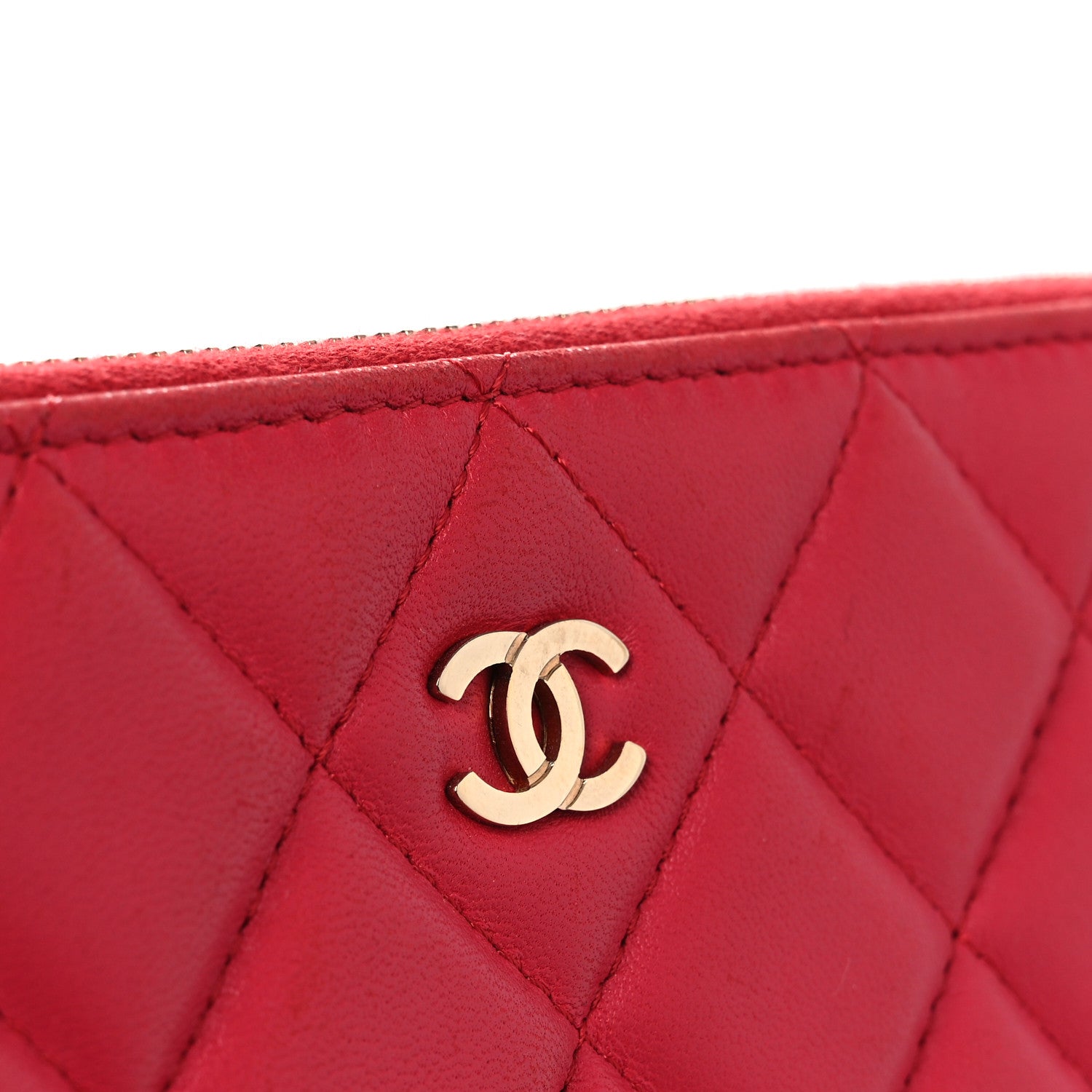 Chanel Lambskin Quilted Large Cosmetic Case Red 14 of 16