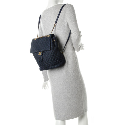 Chanel Washed Denim Quilted Large Urban Spirit Backpack Dark Blue 2 of 8