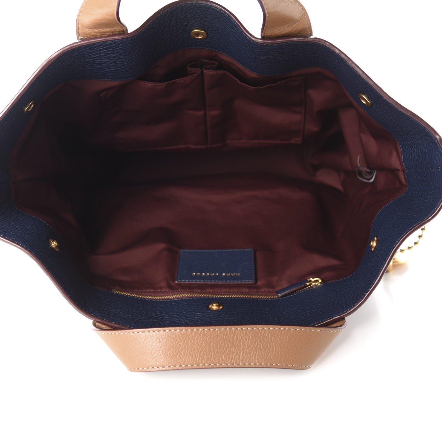 Marc Jacobs Grained Calfskin Tote Navy Brown 5 of 10