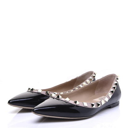 Valentino Garavani Patent Rockstud Ballerina Flats 36 Black Poudre 3 of 10