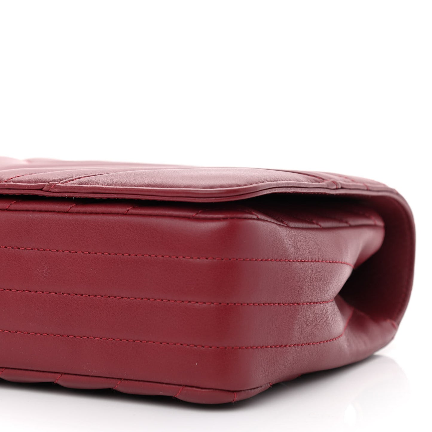 Calfskin Chevron Quilted Large Statement Flap Red