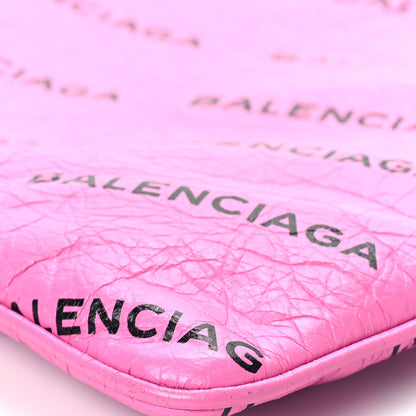 Balenciaga Agneau Arena Allover Logo Pouch Rose Bonbon Black 9 of 9