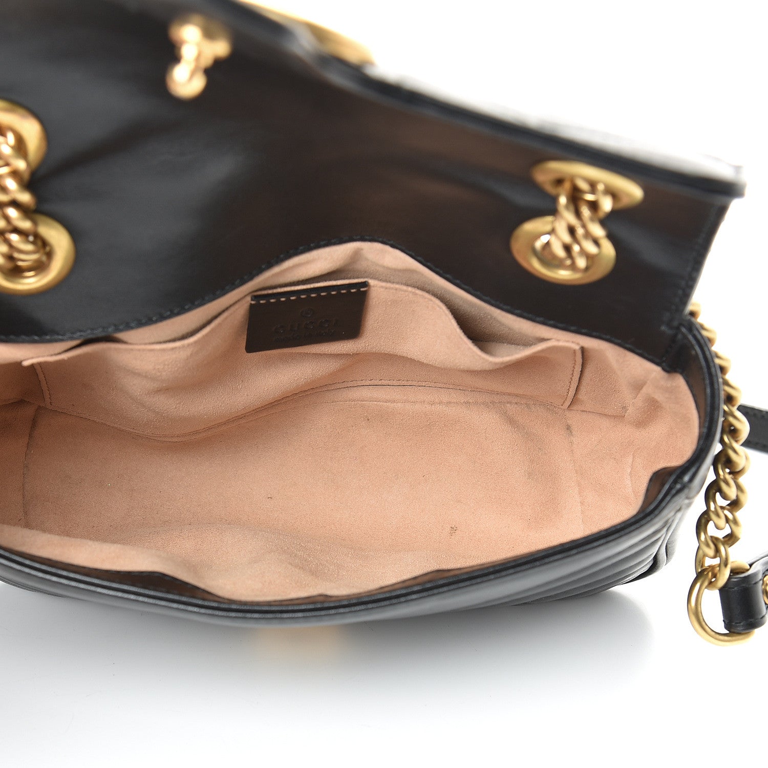 Gucci Calfskin Matelasse Mini GG Marmont Shoulder Bag Black 4 of 14