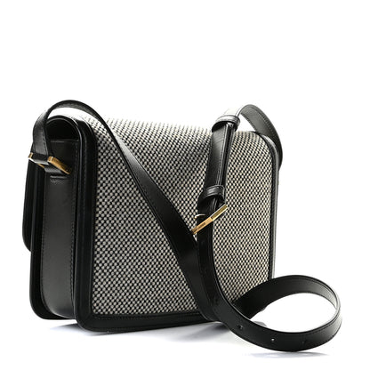Saint Laurent Tweed Houndstooth Medium Solferino Satchel Black 2 of 11