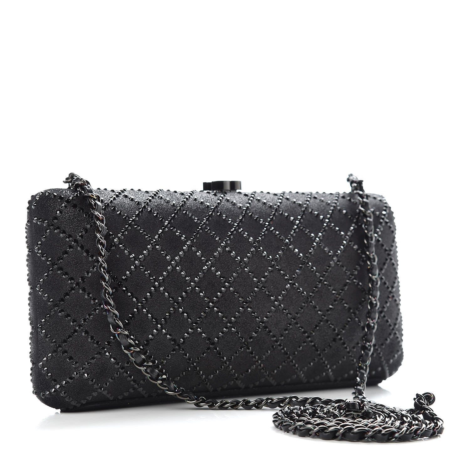 Chanel Iridescent Lambskin Crystal Quilted Clutch Black 3 of 9