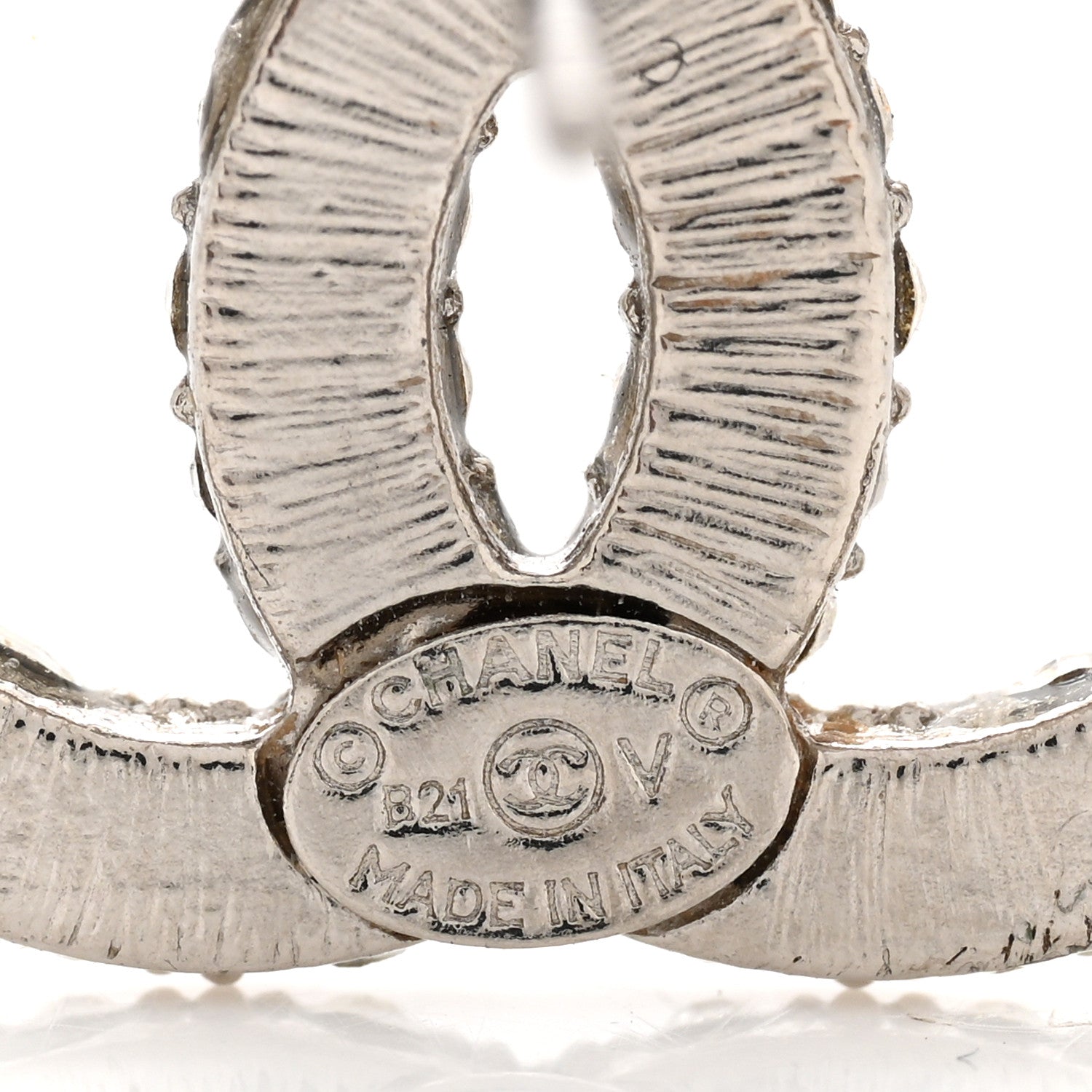 Chanel Crystal CC Treasure Chest Earrings Silver 4 of 4