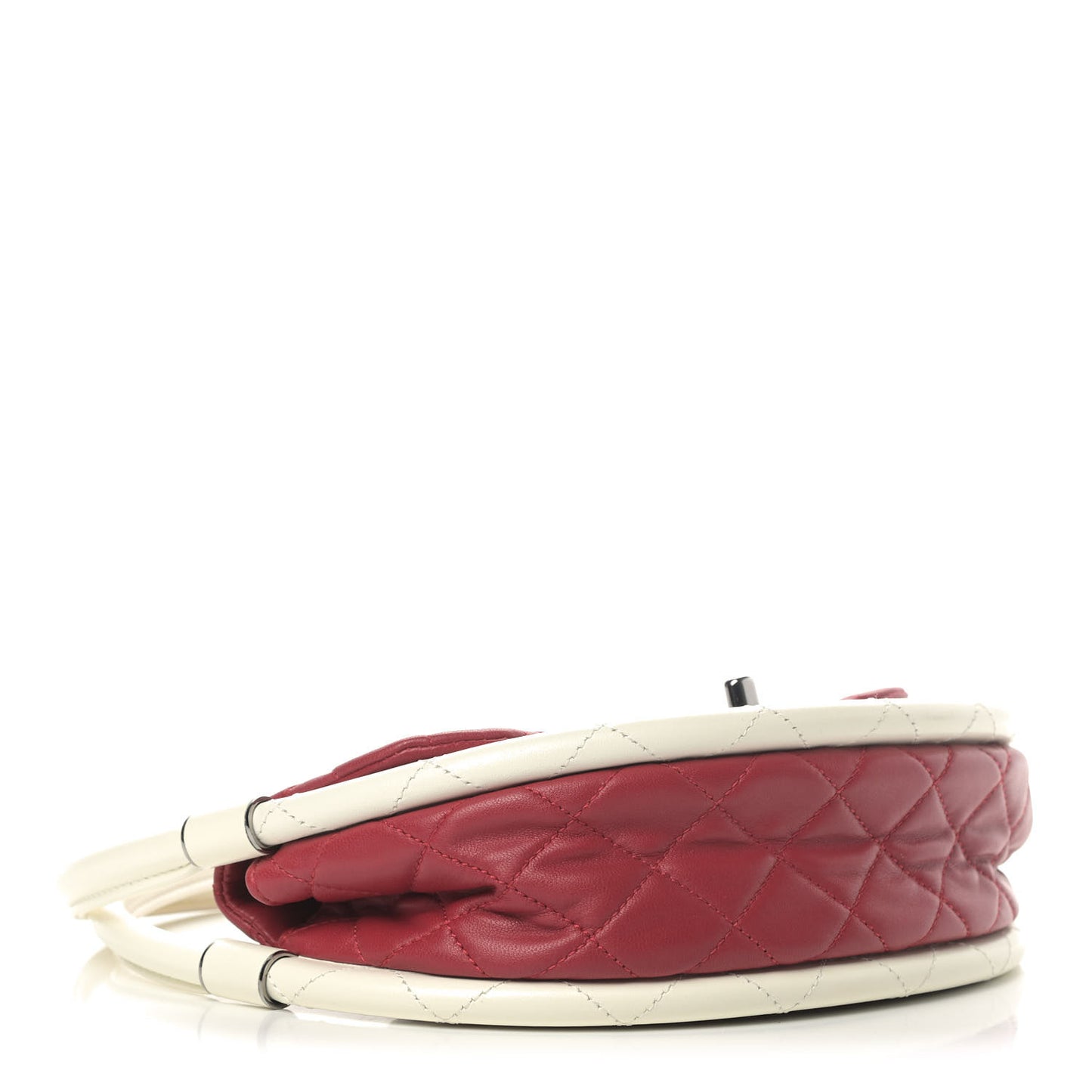 Lambskin Quilted Small Hula Hoop Flap Red