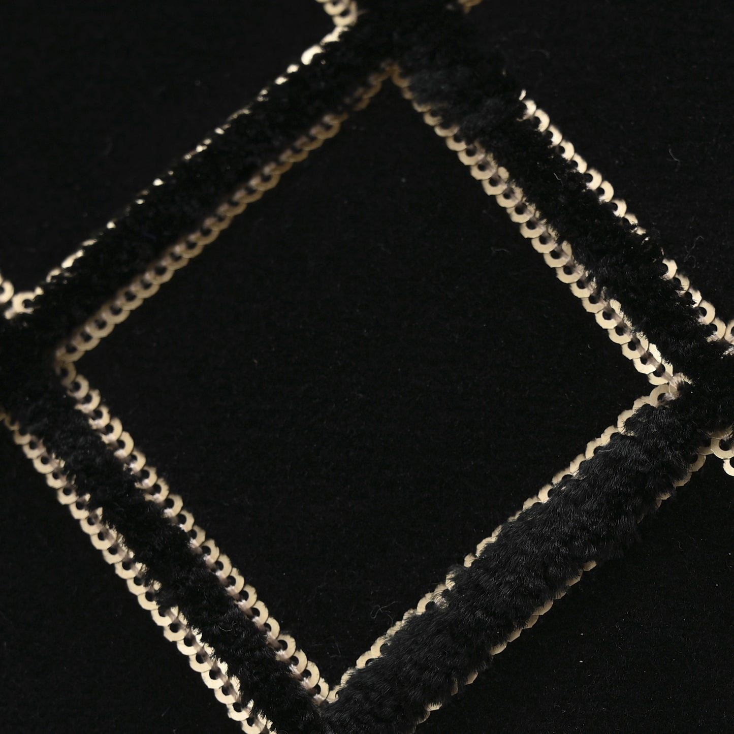 Velvet Sequin Diamond Quilted Medium Cosmetic Case Black Gold