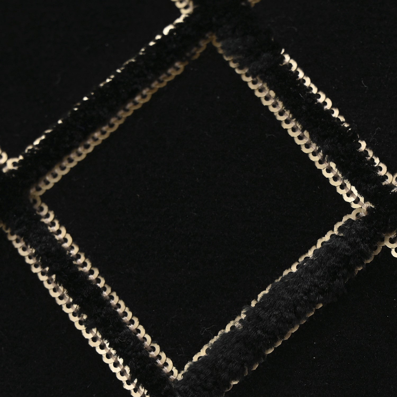 Chanel Velvet Sequin Diamond Quilted Medium Cosmetic Case Black Gold 10 of 11