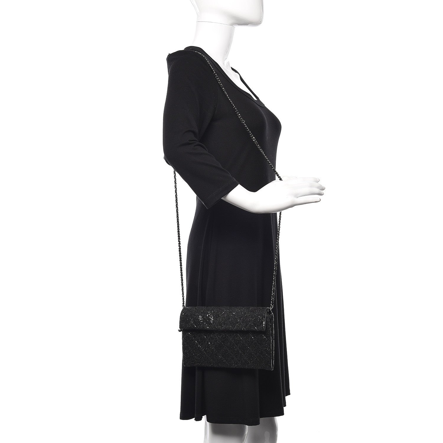 Chanel Iridescent Vinyl Quilted Clutch With Chain Black 2 of 10