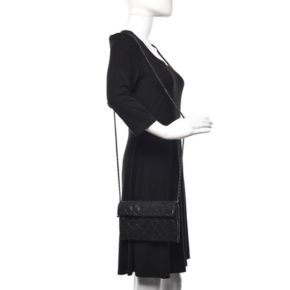 Chanel Iridescent Vinyl Quilted Clutch With Chain Black 2 of 10