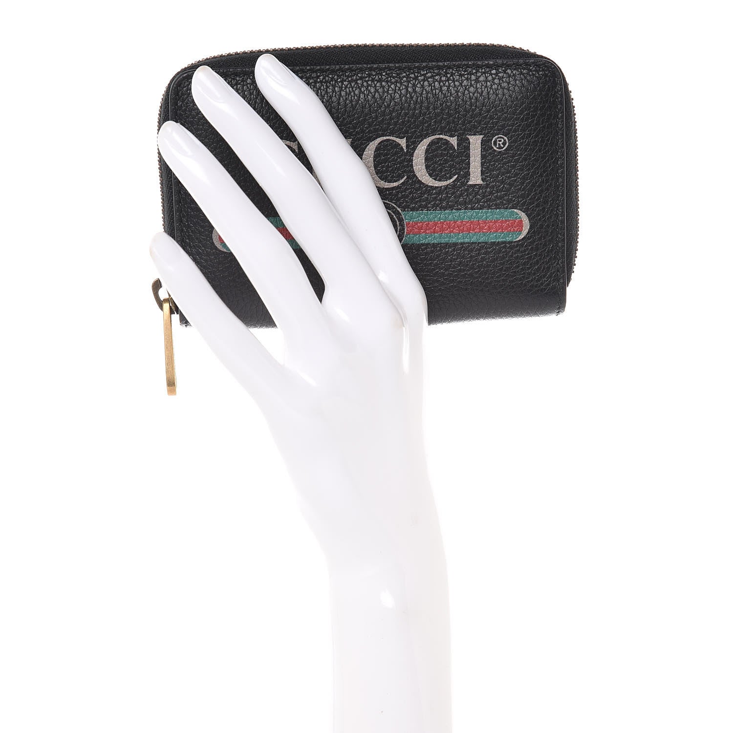 Gucci Calfskin Logo Zip Around Card Case Black 2 of 6