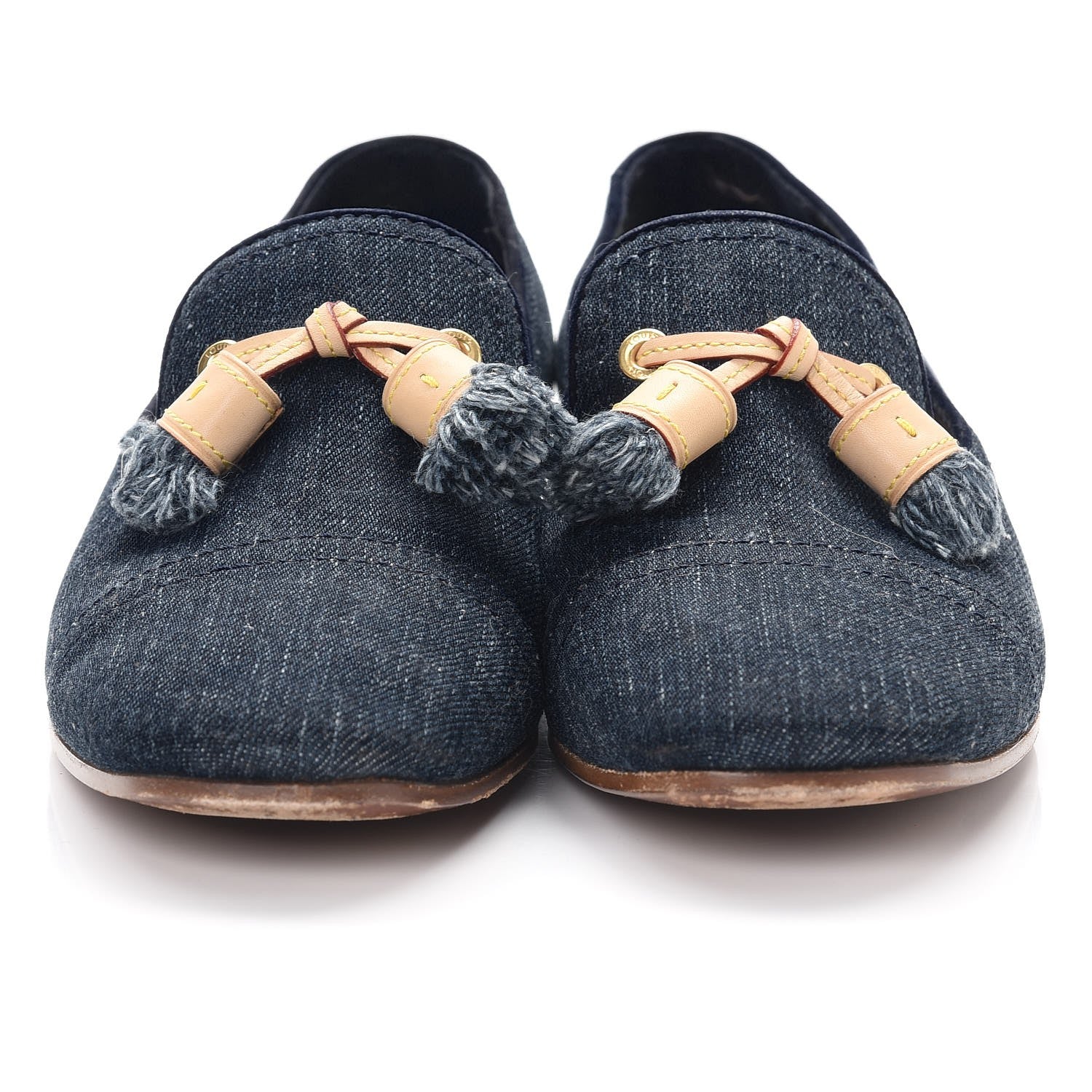 Louis Vuitton Denim Tassel Loafers 38.5 Navy 12 of 12