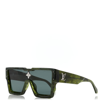 Louis Vuitton Acetate Marble Effect Swarovski Cyclone Sunglasses Z1552W Green 1 of 6