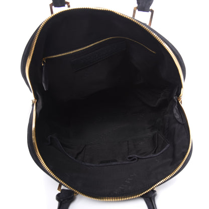 Burberry Suede Striped Large Orchard Bowling Bag Black Currant Plum 4 of 15