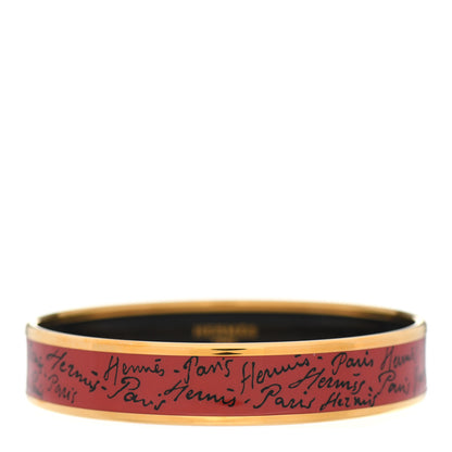 Hermes Enamel Printed Handwriting Narrow Bracelet 65 1 of 5