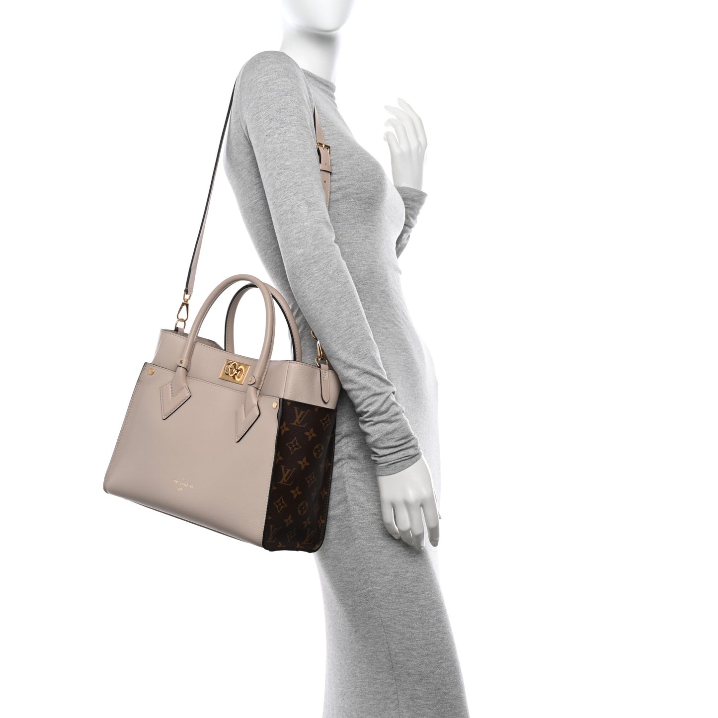 Calfskin Monogram On My Side MM Greige